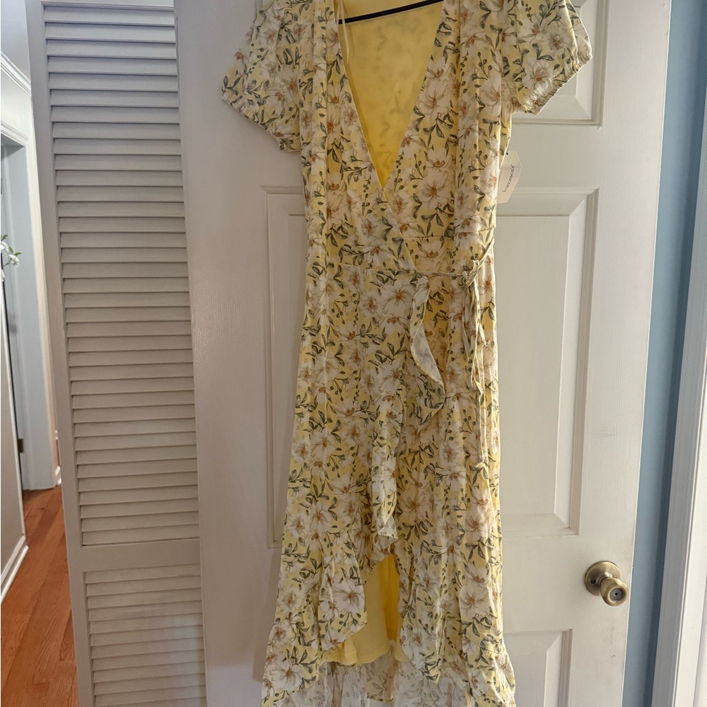 Floral Yellow Wrap dress